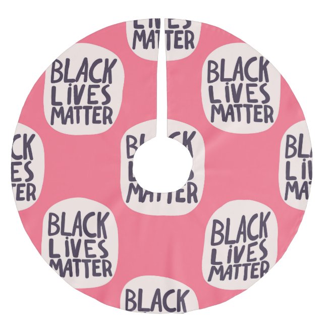 Black lives matter, calligraphic pattern brushed polyester tree skirt (Front)