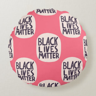 Black lives matter, calligraphic pattern round cushion