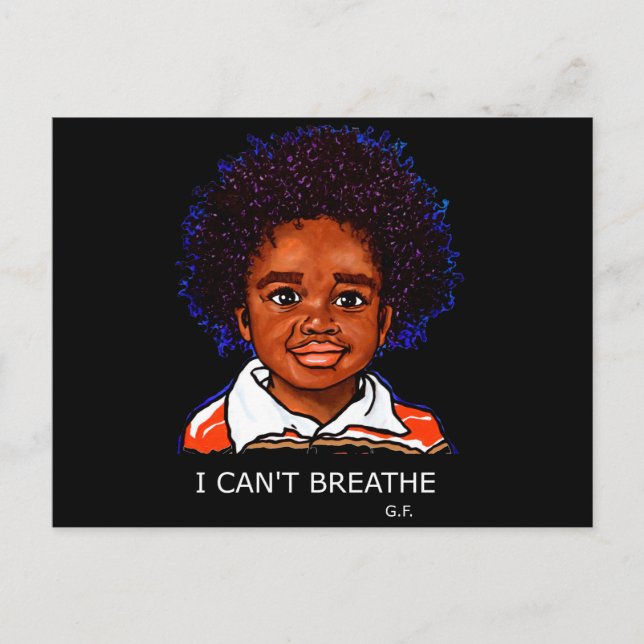 Black Lives Matter Child Boy I Can't Breathe Help Postcard (Front)