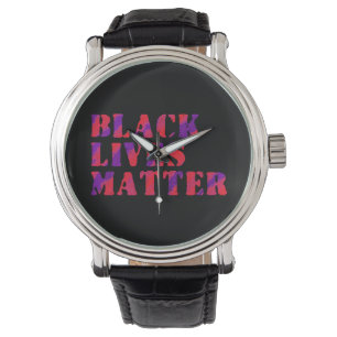 Black Lives Matter Painting 02 Red Purple Custom Watch