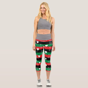 Black Lives Matter Pan-African Flag White Heart Capri Leggings