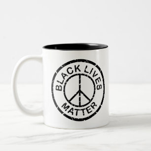 black lives matter peace sign Two-Tone coffee mug