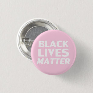 Black lives matter pink white modern typography 3 cm round badge