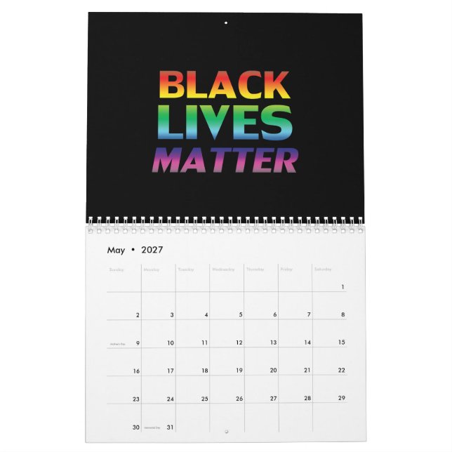 Black Lives Matter rainbow colours gay pride black Calendar (May 2027)
