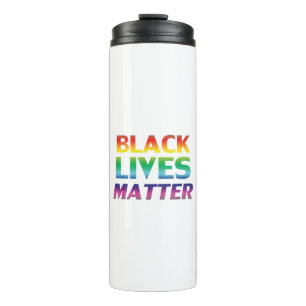 Black lives matter rainbow typography lgbt pride thermal tumbler
