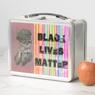 Black Lives Matter Skeleton Cop Metal Lunch Box