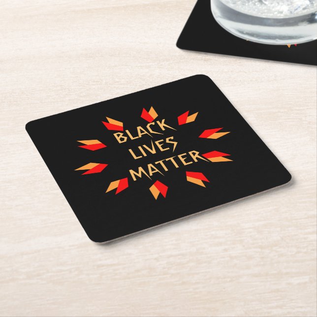 Black Lives Matter Square Paper Coaster (Angled)