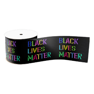 Black Lives Matter Stencil 01 Multiple Sizes Grosgrain Ribbon