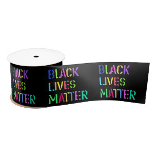 Black Lives Matter Stencil 01 Multiple Sizes Satin Ribbon