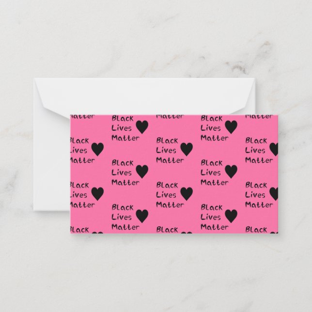 Black Lives Matter Text Girly Pink Colour Hearts Card (Front)