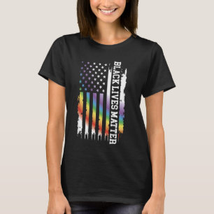 Black Lives Matter United States Rainbow w US Flag T-Shirt