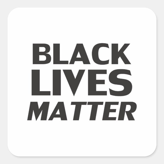 Black lives matter white black modern typography square sticker (Front)