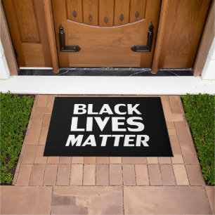 Black Lives Matter white black typography pattern Doormat