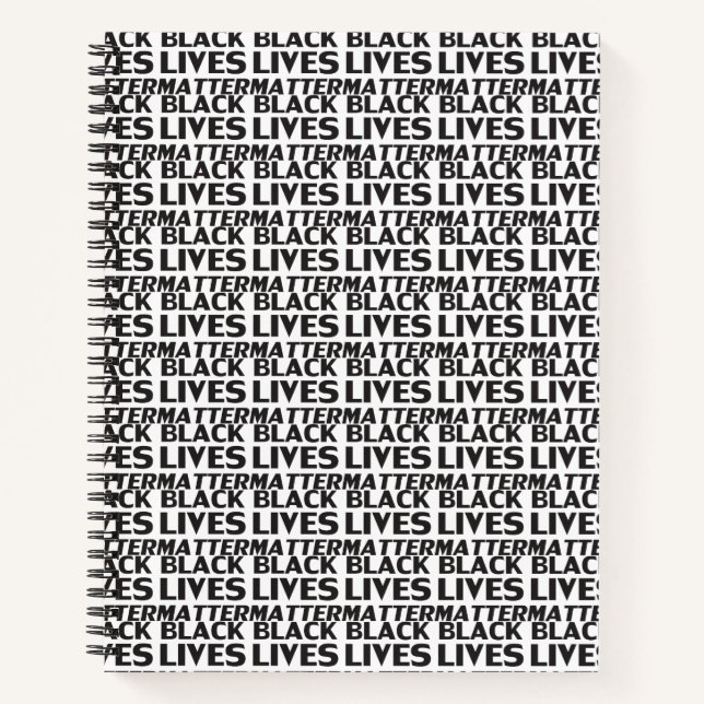 Black Lives Matter white black typography pattern Notebook (Front)