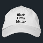 Black Lives Matter, white Embroidered Hat<br><div class="desc">Show your support for the BLM movement.</div>