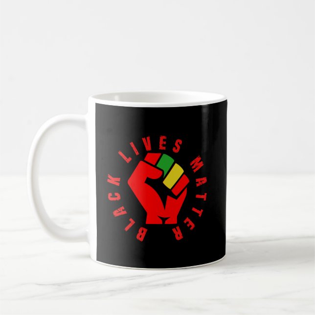 Black Lives Matter with fist  T-Shirt Coffee Mug (Left)