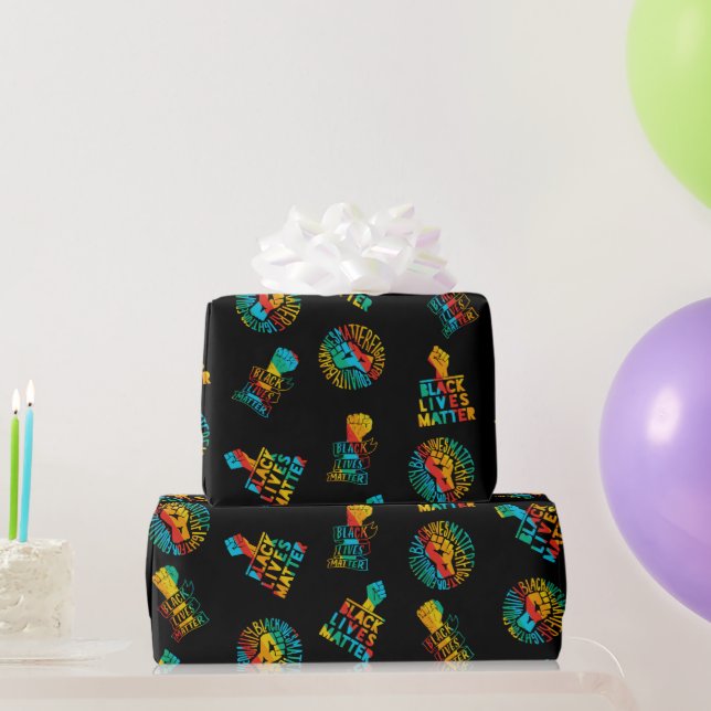 black lives matter x lgbt pride flag equality 2020 wrapping paper (Party Gifts)