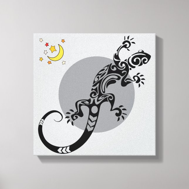 Black Lizard Abstract Pattern Canvas Art (Front)