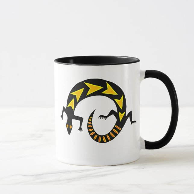 Black Lizard Ringer Ceramic Mug (Right)