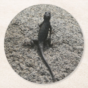 Black Lizard Round Paper Coaster
