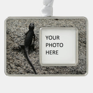 Black Lizard Silver Plated Framed Ornament