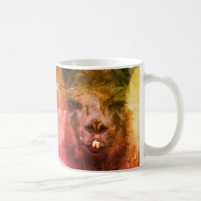 Black Llama Animal Art Personalised Coffee Mug (Right)