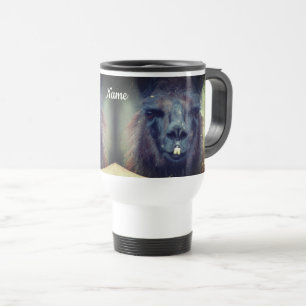 Black Llama Animal Personalised Travel Mug