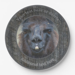 Black Llama Face Farm Animal Personalized Party  Paper Plate