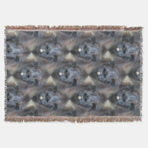 Black Llama Face Nature Art Pattern Throw Blanket