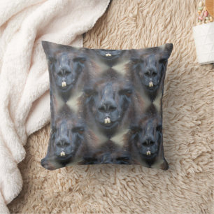 Black Llama Face Nature Pattern Cushion