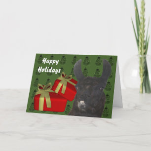 Black Llama Farm Animal Christmas Holiday Card