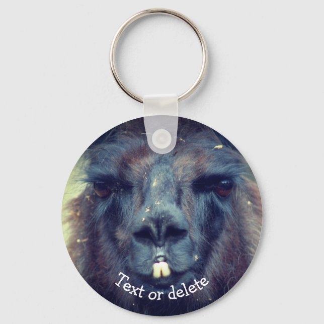 Black Llama Farm Animal Personalised Key Ring (Front)