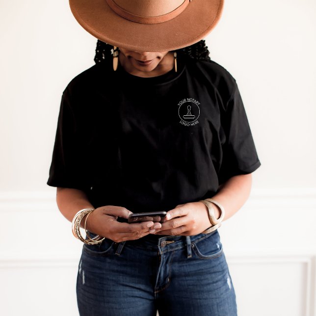 Black Logo Add QR Promotional Company Staff Notary T-Shirt (Creator Uploaded)