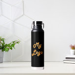 Black logo business corporate water bottle<br><div class="desc">Black background. Personalise and add your business logo.</div>