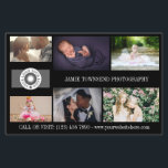 Black Logo Collage Professional Photographer QR Flyer<br><div class="desc">Marketing flyer for a professional photographer personalised with your photos,  logos,  contact information,  custom text,  and QR code. Black photo collage promotional flyer for your small business printed with photos from your portfolio ,  your logo,  and on the back your contact info,  QR code and more.</div>