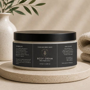 Black Logo Cosmetic Jar Wrapper Label
