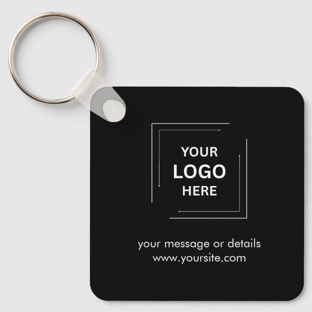 Black Logo Minimalist Business Keychain Design (Front)