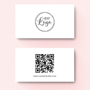 Black Logo Minimalist QR Code Business Card