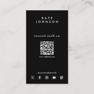 Black Logo Modern Social Media Connect With Us Business Card
