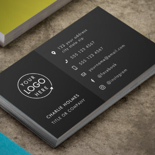 Black Logo   Modern Social Media Icons Business Card