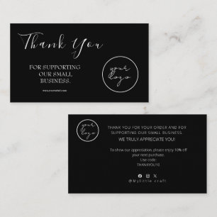 Black Logo Script Thank You Card Discount Business