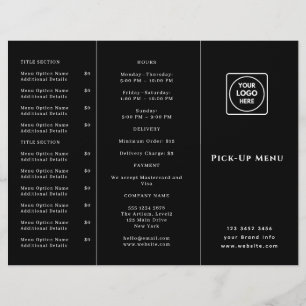 Black Logo Takeaway Menu Custom Restaurant To-Go