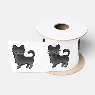 Black Long Coat Chihuahua Cute Cartoon Dog Satin Ribbon