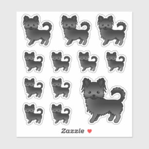 Black Long Coat Chihuahua Cute Cartoon Dogs