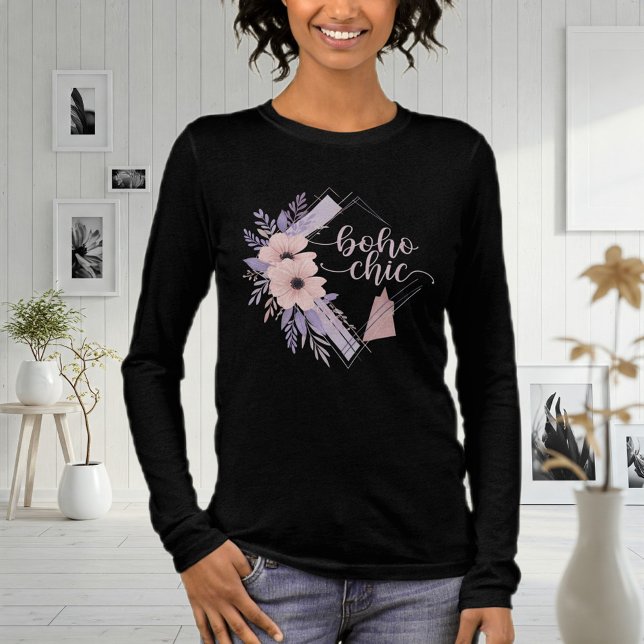 Black Long Sleeve T-Shirt - Boho Chic, Trendy Tri-Blend Shirt (Creator Uploaded)