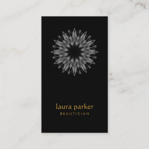 Black Lotus Flower Logo Healing Therapy Yoga Business Card