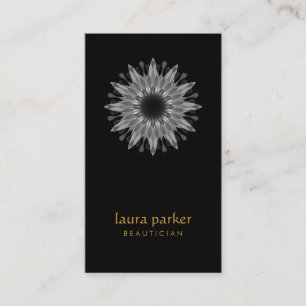 Black Lotus Flower Logo Healing Therapy Yoga Business Card