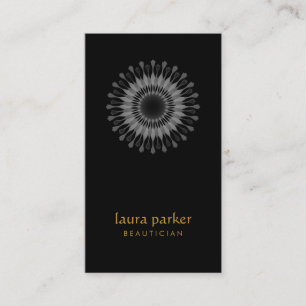 Black Lotus Flower Logo Healing Therapy Yoga Business Card