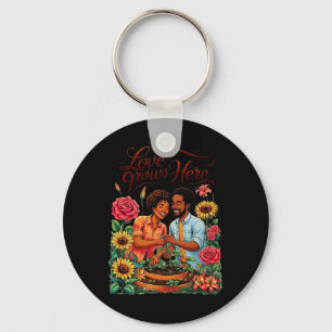 Black Love African American Couple Sketch Valentin Key Ring
