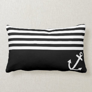 Black Love Anchor Nautical Lumbar Cushion